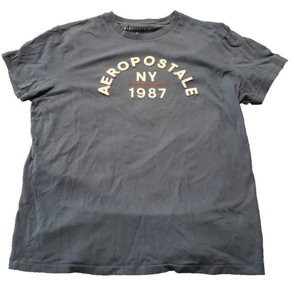 Aeropostale Mens Short Sleeve Large Navy Blue Cotton T-Shirt - Picture 3 of 6